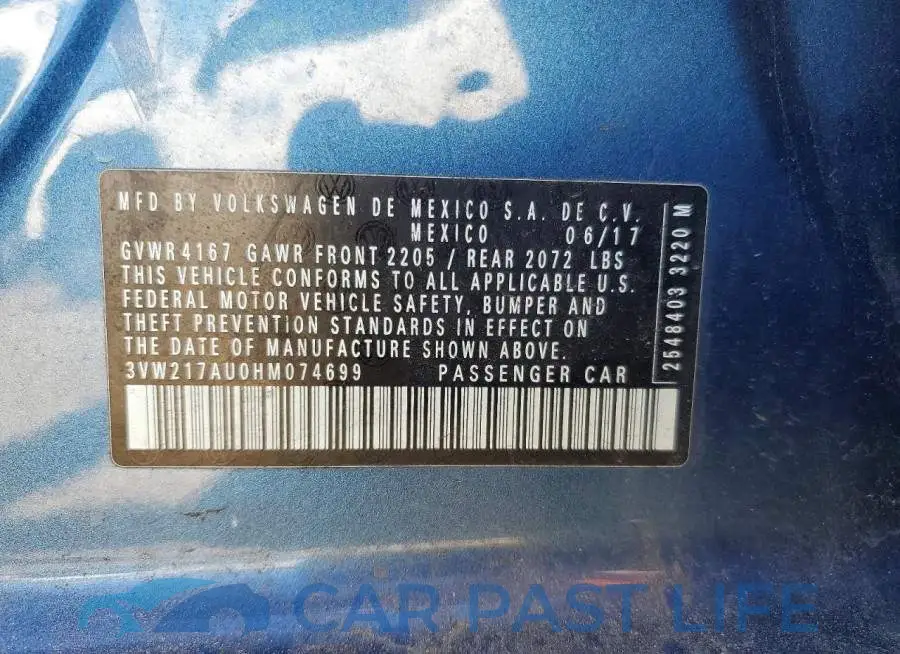 3VW217AU0HM074699# 12