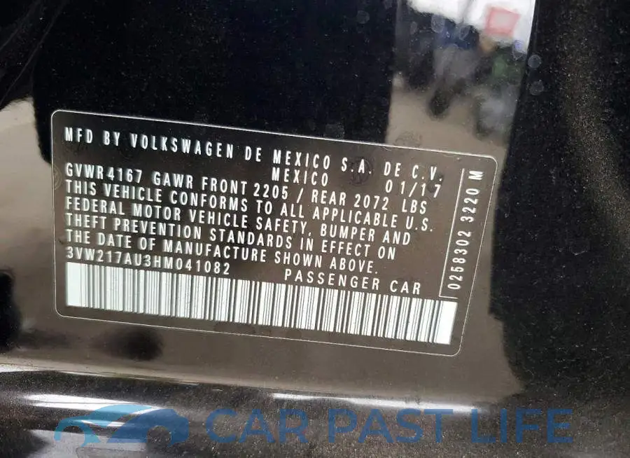 3VW217AU3HM041082# 13