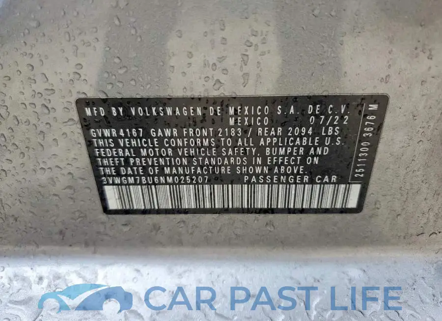 3VWGM7BU6NM025207# 12