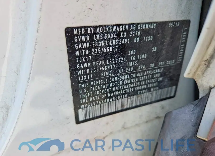 WVGSV7AX8HW500250# 12