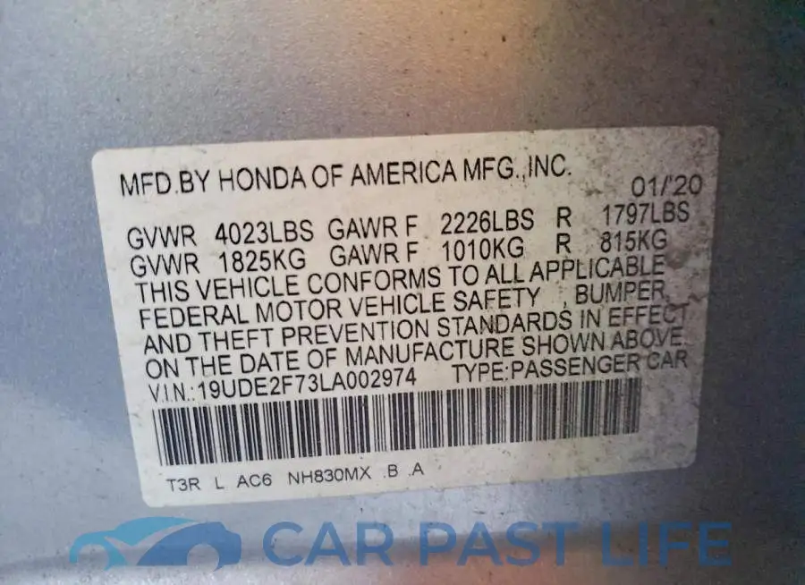 19UDE2F73LA002974# 12