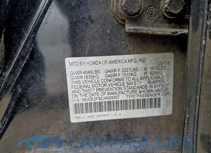 19UDE2F82JA009307# 12