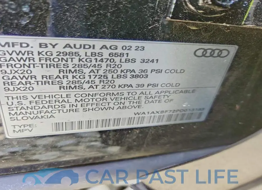 WA1AXBF72PD013183# 13