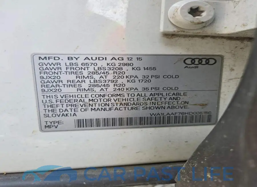 WA1LAAF76HD005156# 13