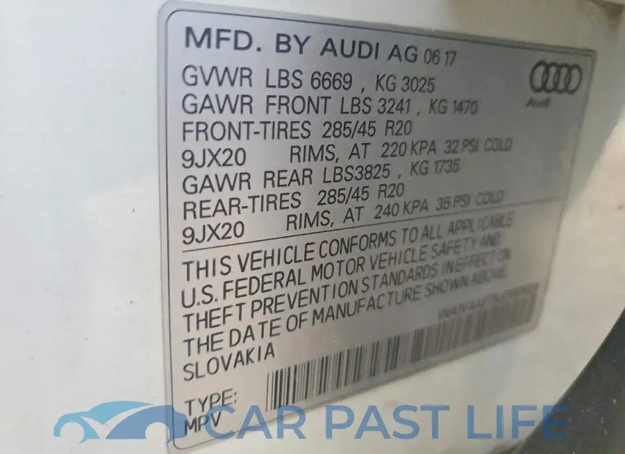 WA1VAAF75JD001629# 13