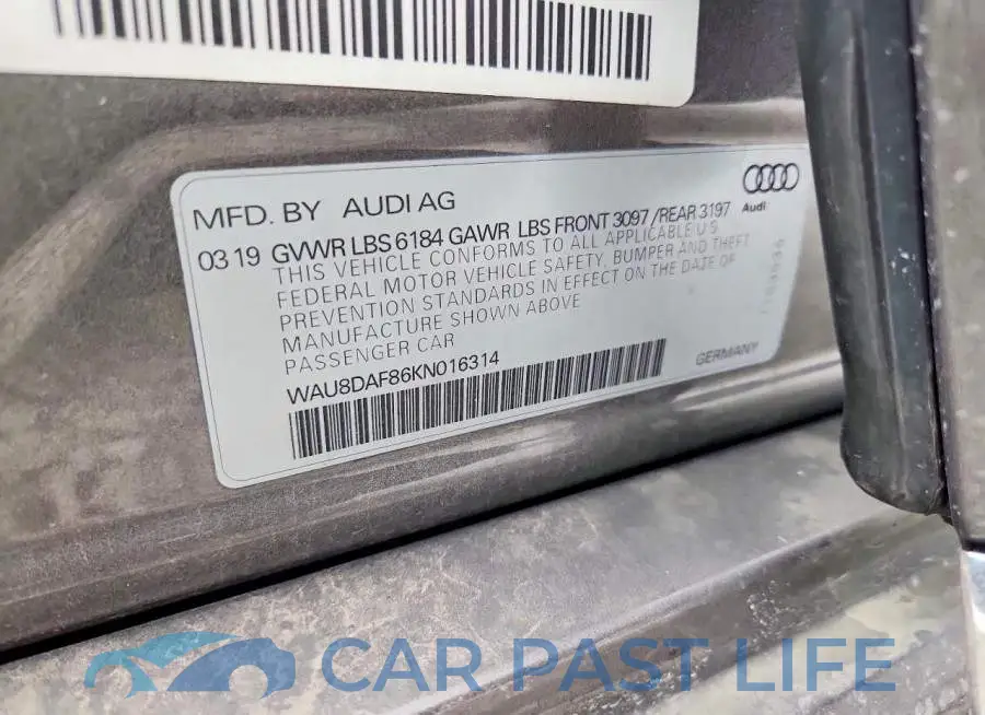 WAU8DAF86KN016314# 12
