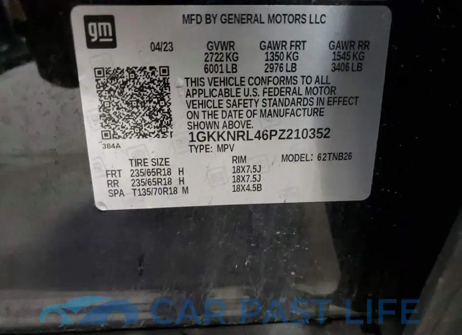 1GKKNRL46PZ210352# 13