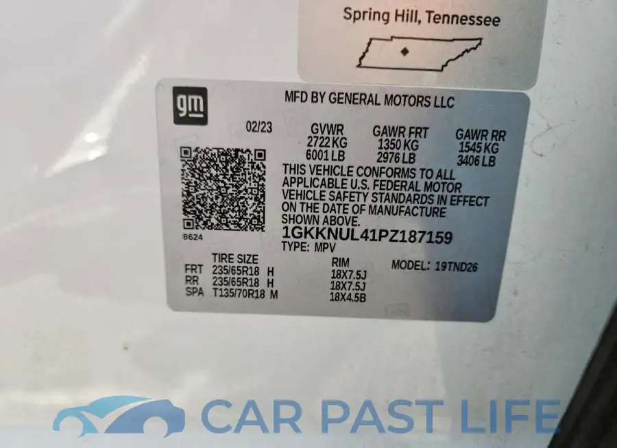 1GKKNUL41PZ187159# 13