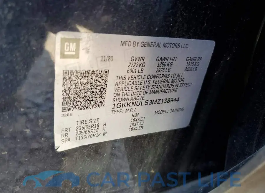 1GKKNULS3MZ138944# 13