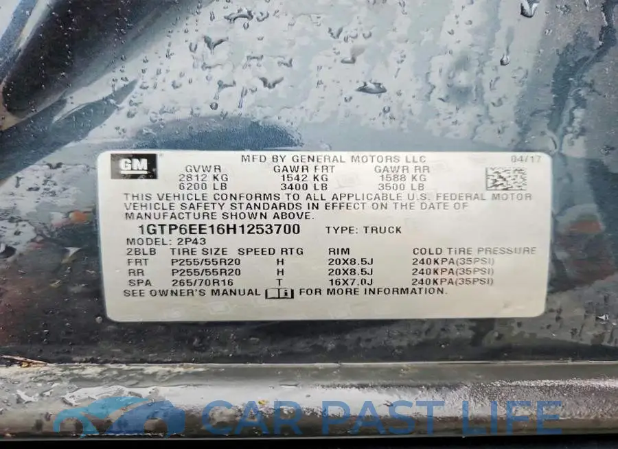 1GTP6EE16H1253700# 12