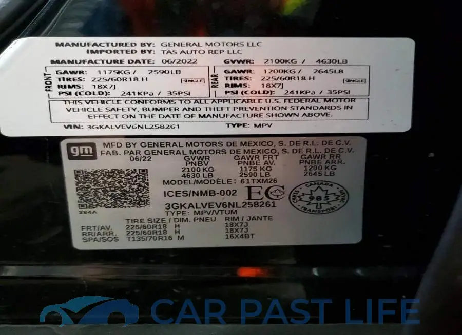 3GKALVEV6NL258261# 14