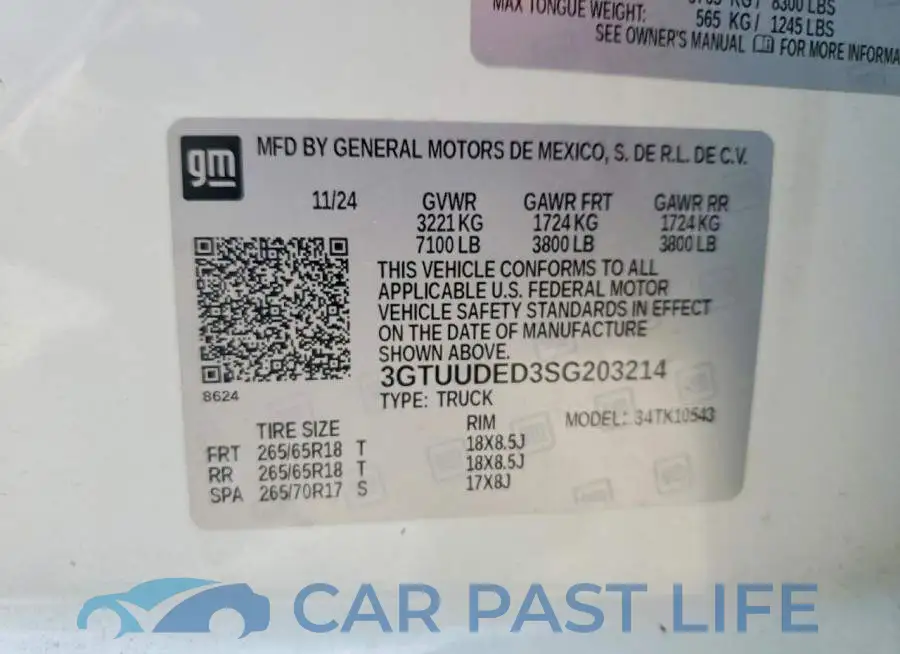3GTUUDED3SG203214# 13