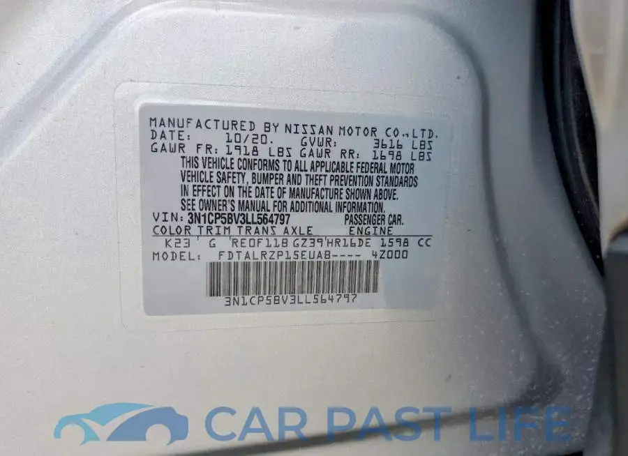 3N1CP5BV3LL564797# 13