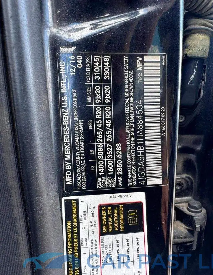 4JGDA5HB1HA884534# 10