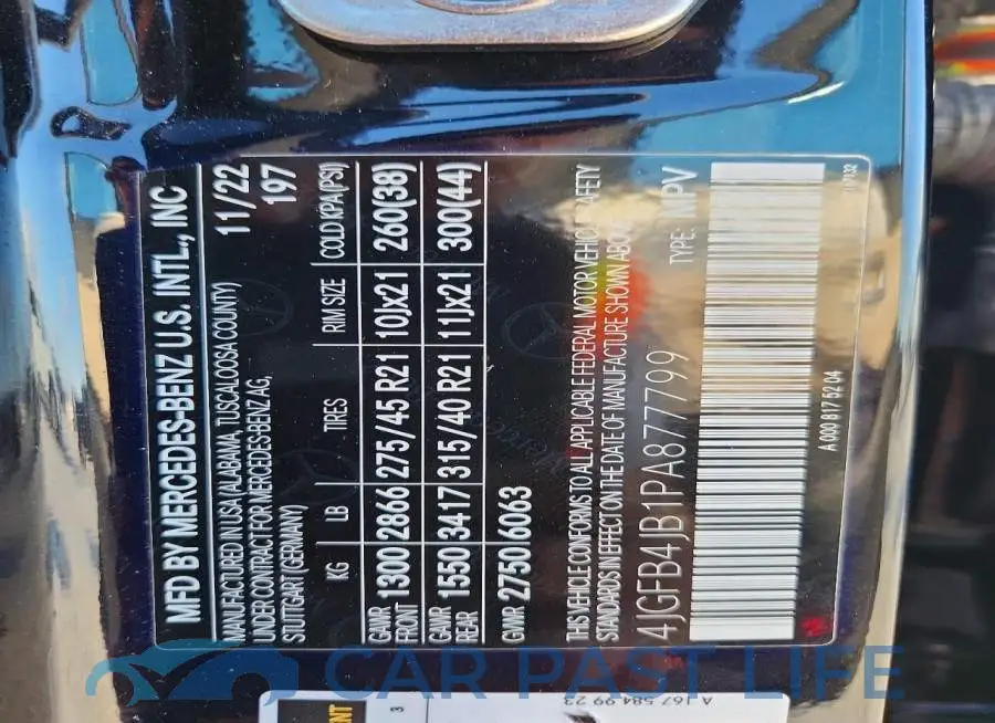 4JGFB4JB1PA877799# 13