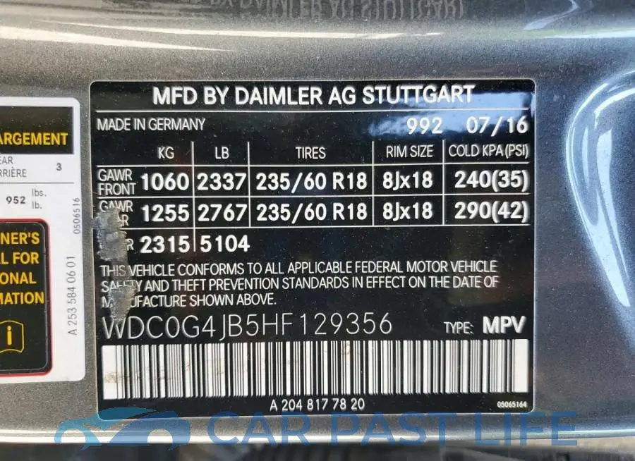 WDC0G4JB5HF129356# 13