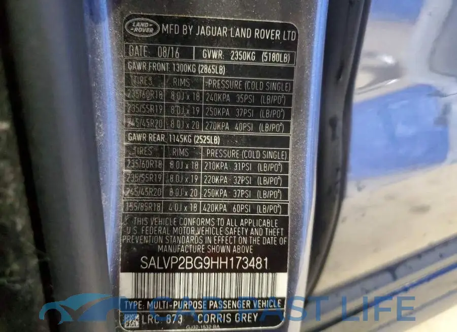 SALVP2BG9HH173481# 12