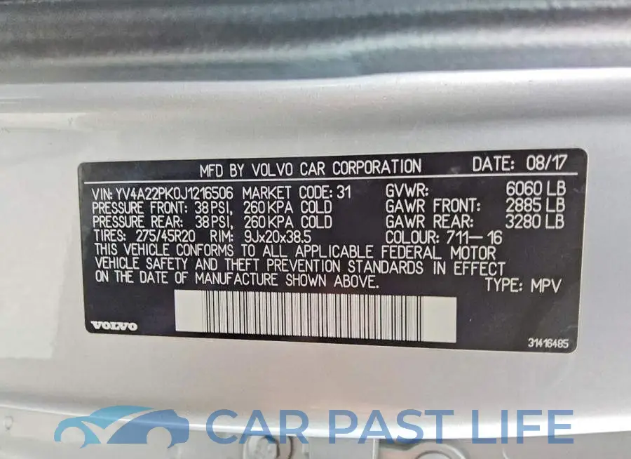 YV4A22PK0J1216506# 13
