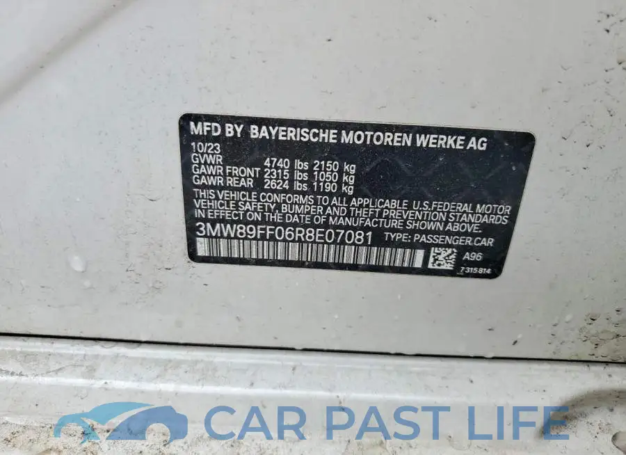 3MW89FF06R8E07081# 12