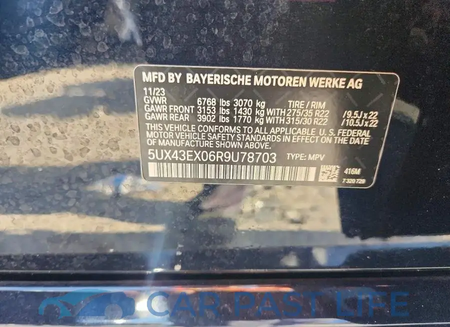 5UX43EX06R9U78703# 12