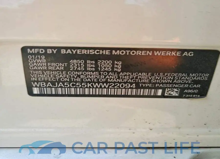 WBAJA5C55KWW22094# 12