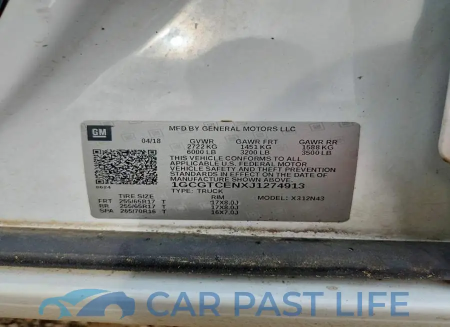 1GCGTCENXJ1274913# 12