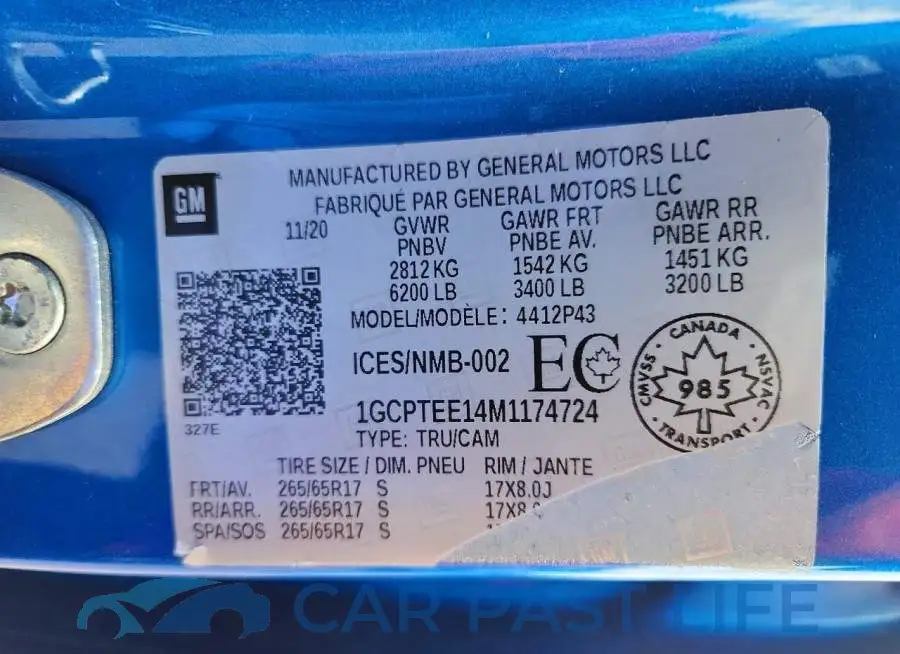 1GCPTEE14M1174724# 12