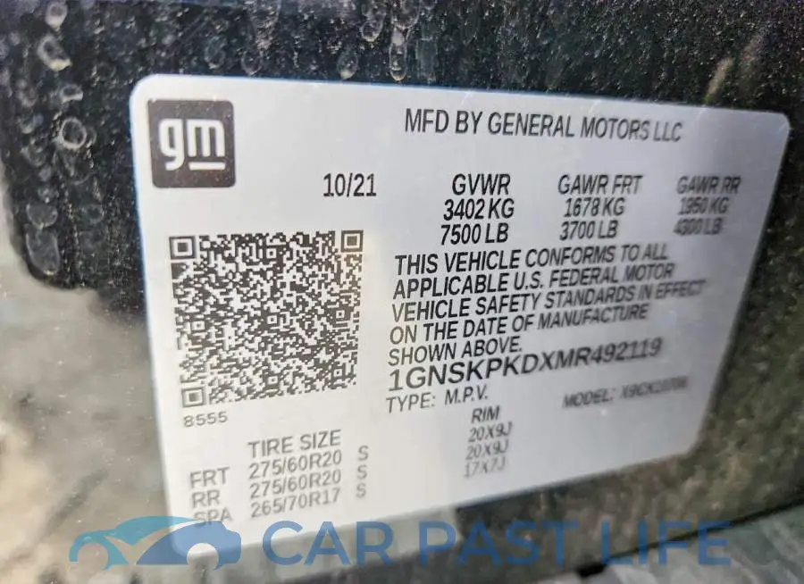 1GNSKPKDXMR492119# 14