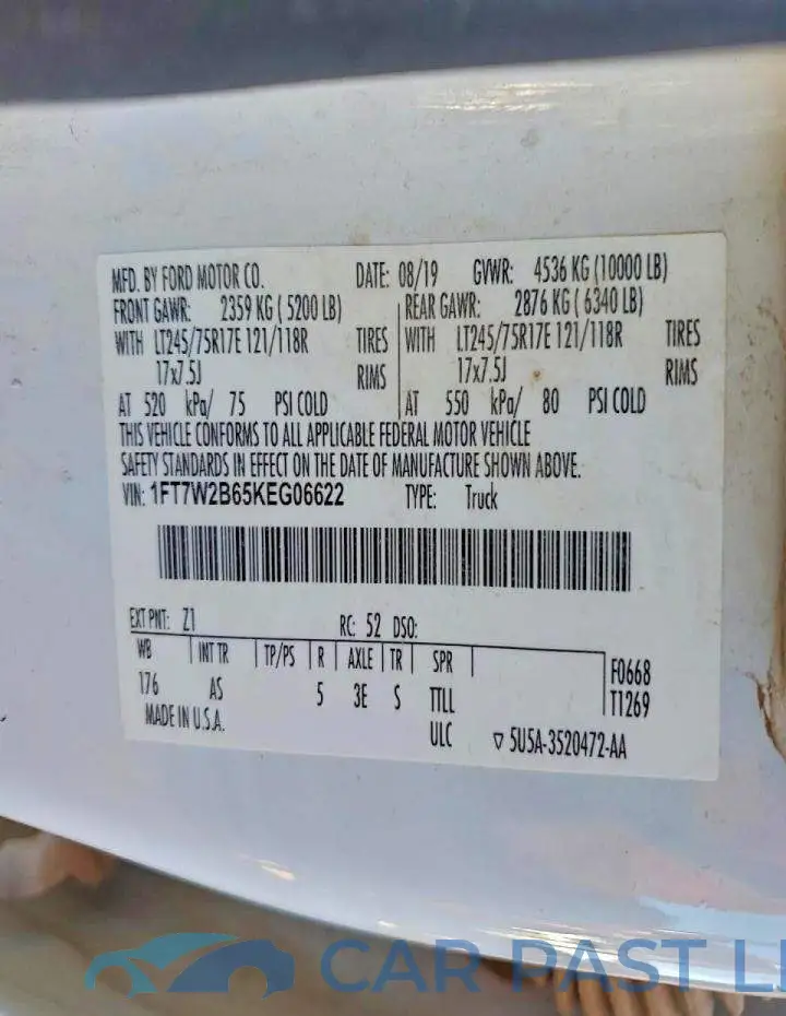 1FT7W2B65KEG06622# 12