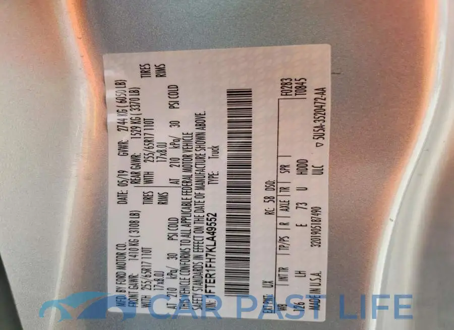 1FTER1FH7KLA49552# 12