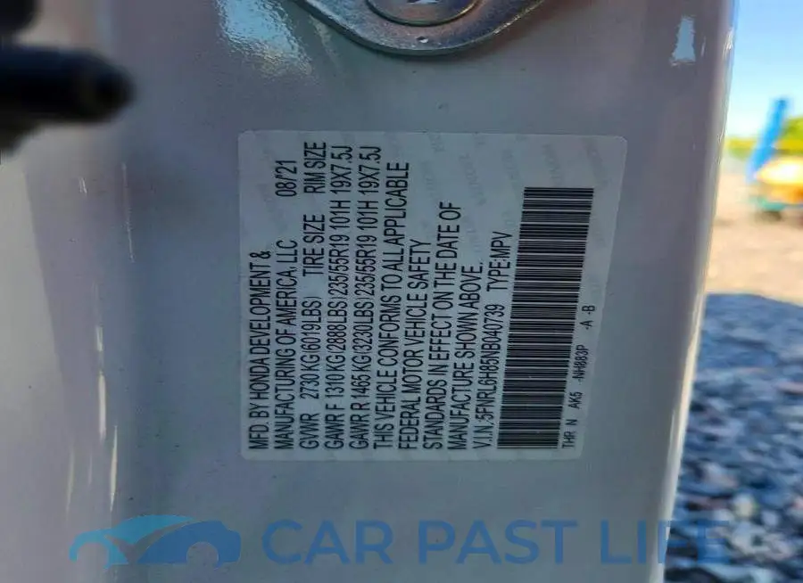 5FNRL6H85NB040739# 13