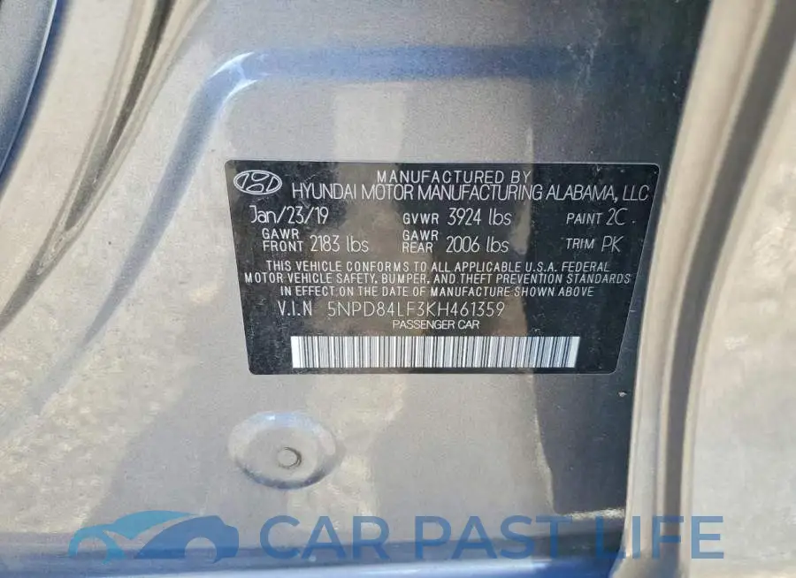 5NPD84LF3KH461359# 12