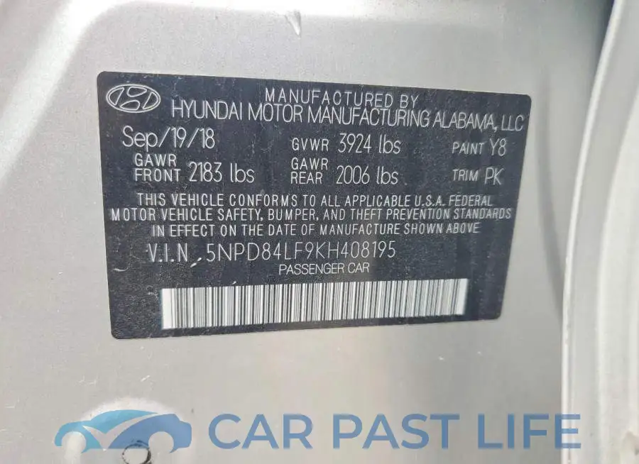 5NPD84LF9KH408195# 12