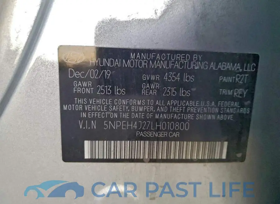 5NPEH4J27LH010800# 12