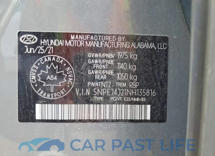 5NPEJ4J21NH135816# 12