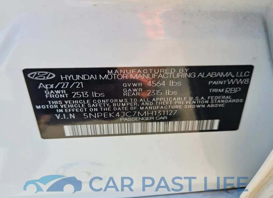 5NPEK4JC7MH131127# 12