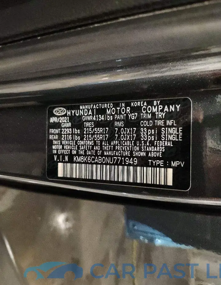 KM8K6CAB0NU771949# 14