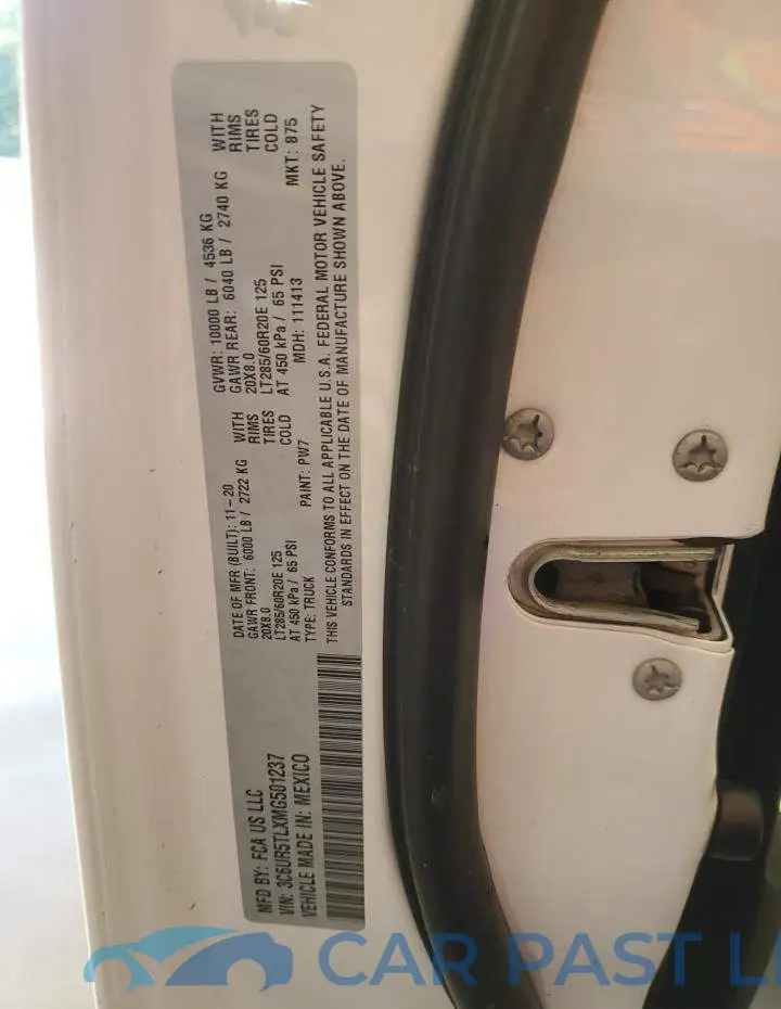 3C6UR5TLXMG501237# 10