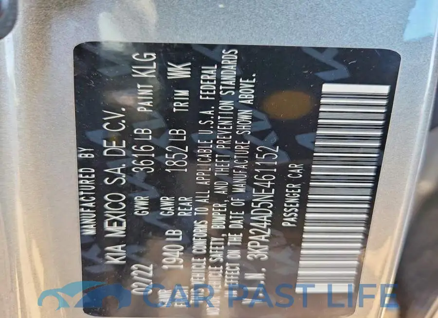 3KPA24AD5NE461152# 13