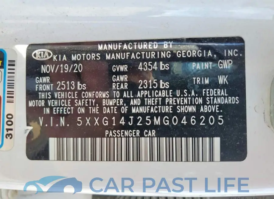 5XXG14J25MG046205# 12