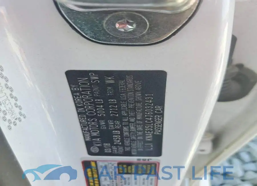 KNAE35LC4J6032431# 12