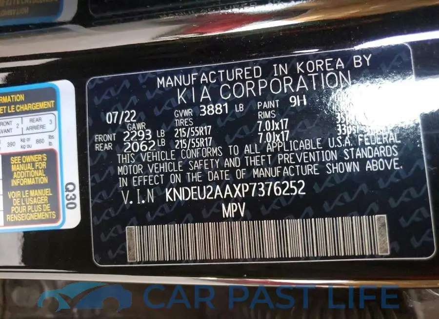KNDEU2AAXP7376252# 12