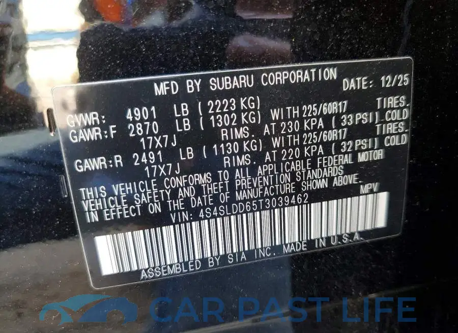 4S4SLDD65T3039462# 13