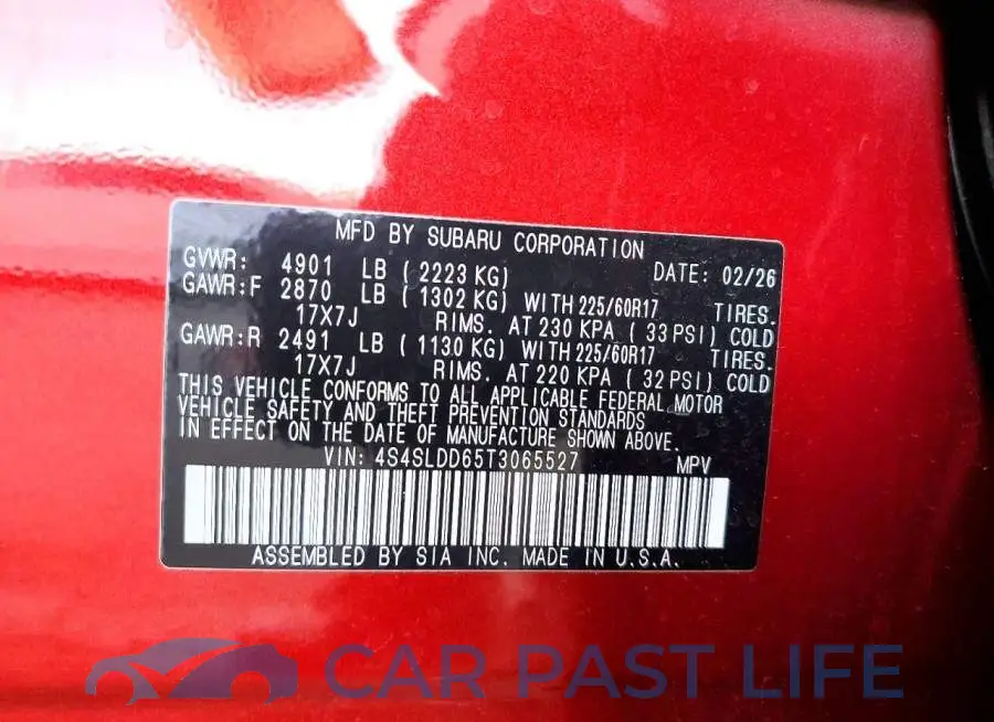 4S4SLDD65T3065527# 12
