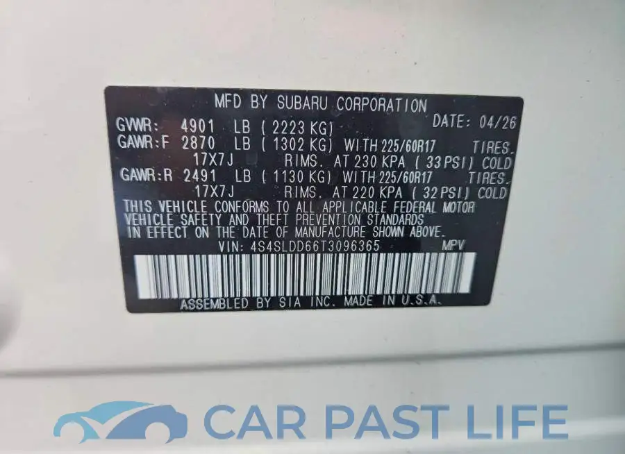4S4SLDD66T3096365# 13