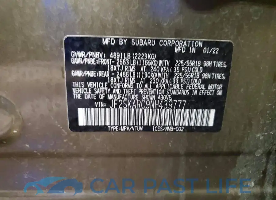JF2SKARC9NH439777# 13