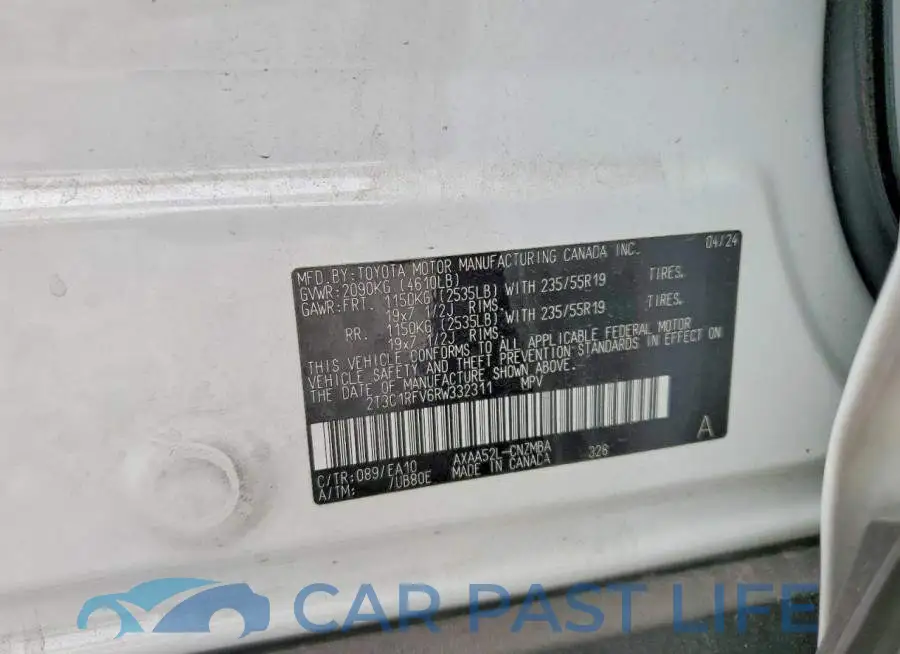 2T3C1RFV6RW332311# 12
