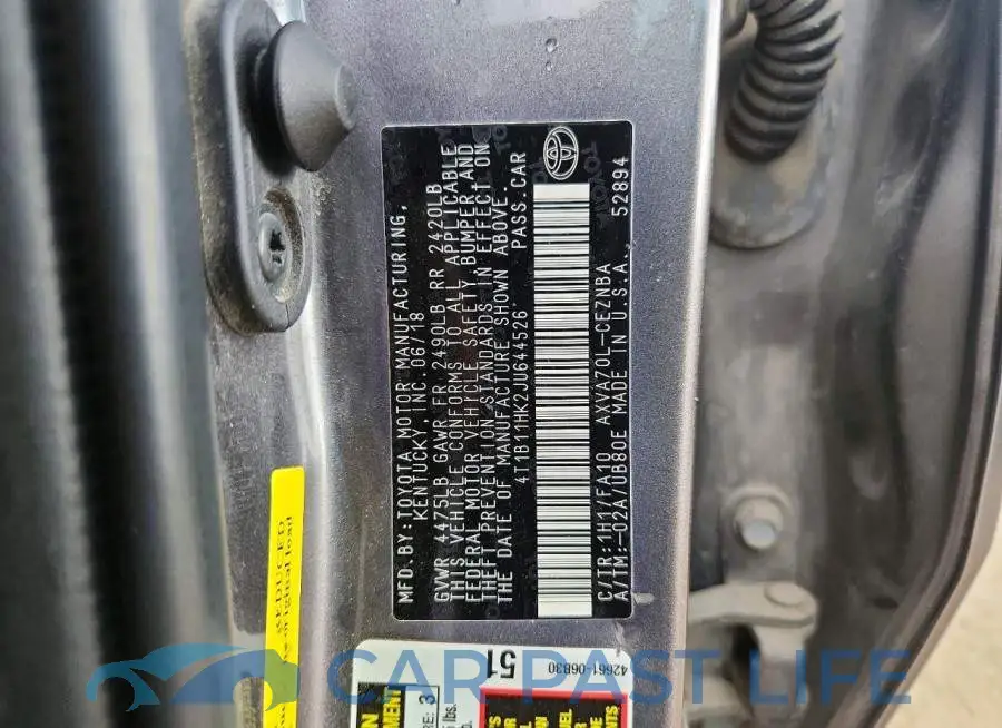 4T1B11HK2JU644526# 12
