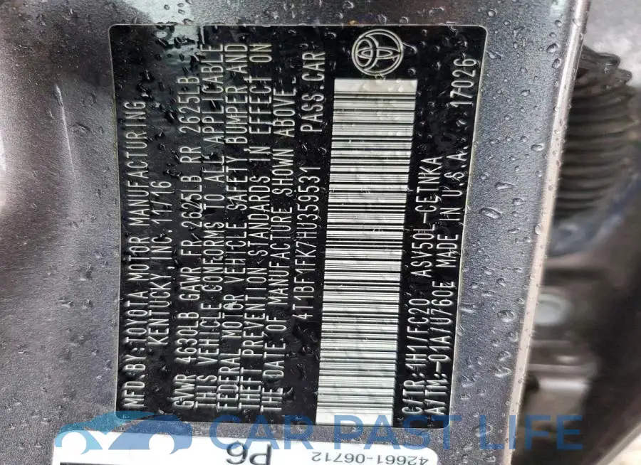 4T1BF1FK7HU359531# 12