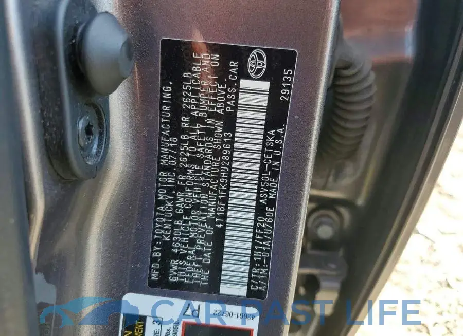 4T1BF1FK9HU289613# 12